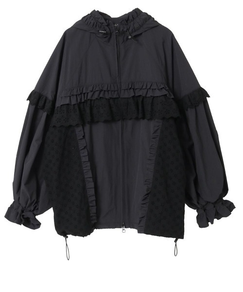 Candy Stripper（キャンディストリッパー）の「LACY TRACK ジャケット（ブルゾン・レディース・ピンク/ブラック/オフホワイト・FREE）」の2枚目の写真