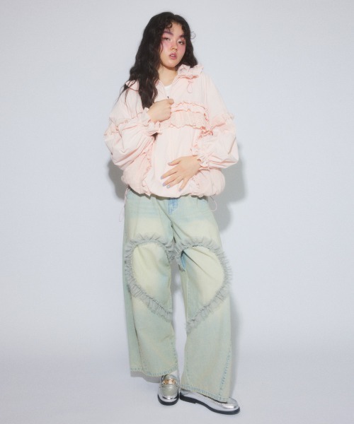 Candy Stripper（キャンディストリッパー）の「LACY TRACK ジャケット（ブルゾン・レディース・ピンク/ブラック/オフホワイト・FREE）」の14枚目の写真