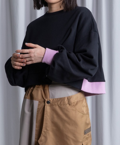 MARECHAL TERRE（マルシャルテル）の「ショート丈スウェット（スウェット・レディース・オレンジ/アイボリー/グレー/ライトブルー/ブラック・MEDIUM）」の3枚目の写真