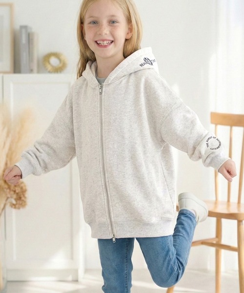 classicalelf（クラシカルエルフ）の「【キッズ】親子リンクコーデ可能◎ゆるっとダボっと可愛い♪裏起毛クロップドワイドパーカー（パーカー・キッズ・オートミール/チャコール・160/140/120/100）」の15枚目の写真