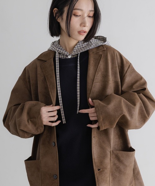 LOWRYS FARM（ローリーズファーム）の「【LFM(U)】ボンデッドレザージャケット　 645011（テーラードジャケット・メンズ・ブラック/ブラウン・MEDIUM/LARGE）」の19枚目の写真