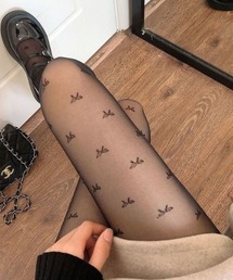 pyornim（ピョルニム）の「【26年春夏新作】【2足セット】リボン ハート ドット総柄シアータイツ（タイツ/ストッキング）」