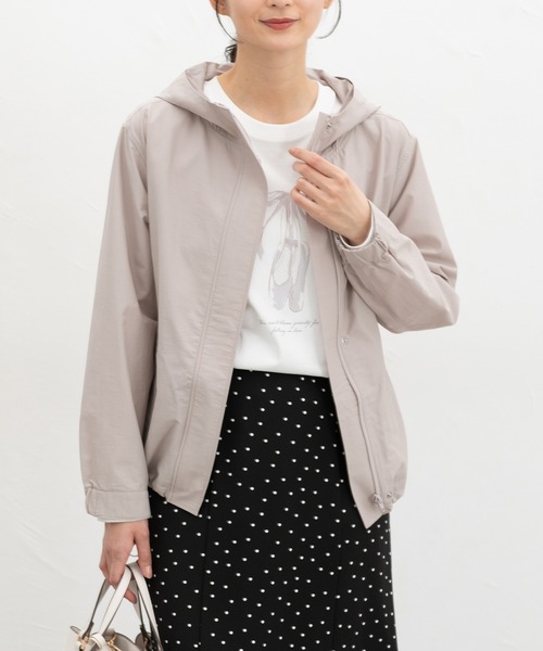 Honeys(ハニーズ)の「【非フッ素撥水加工】撥水加工フードブルゾン(ブルゾン・レディース・アイボリー/ブルーグレー/ピンク系/ベージュ/ネイビー・S/M/LL/L)」の5枚目の写真