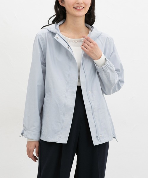 Honeys(ハニーズ)の「【非フッ素撥水加工】撥水加工フードブルゾン(ブルゾン・レディース・アイボリー/ブルーグレー/ピンク系/ベージュ/ネイビー・S/M/LL/L)」の2枚目の写真