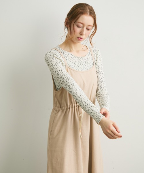 Crisp（クリスプ）の「リブフラワーTシャツ（Tシャツ/カットソー・レディース・ダークグレー/アイボリー・FREE）」の4枚目の写真