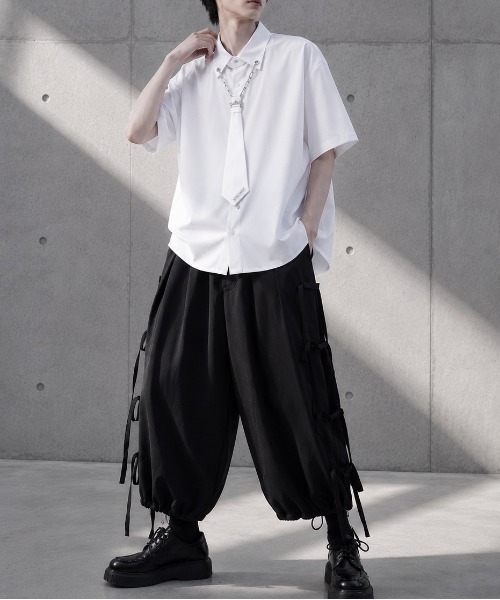 SHIBUYA Zy.(シブヤジー)の「Chainbound Formalチェーンギミックネクタイ付きシャツ(シャツ/ブラウス・メンズ・ブラック/ホワイト・M/XL/L)」の6枚目の写真
