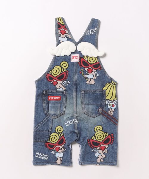 HYSTERIC MINI(ヒステリックミニ)の「ANGEL MINI Like a denim Viscotex サロペット(ロンパース・キッズ・インディゴブルー・FREE)」の2枚目の写真