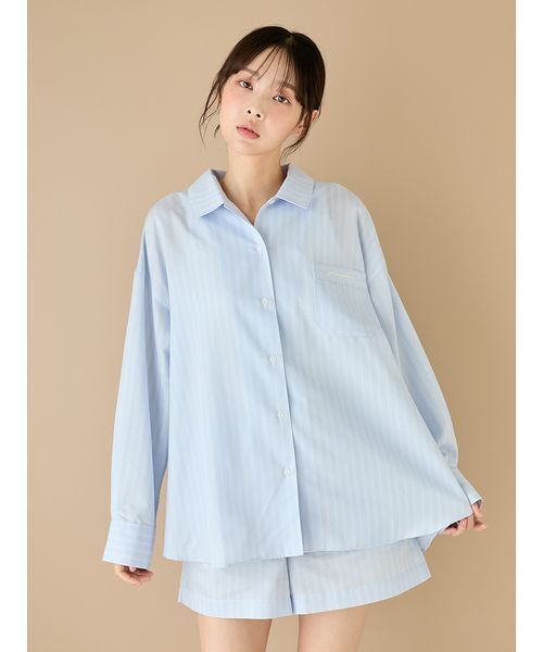 （みか）gelato pique ストライプ ルームウェア ワンサイズ UVカット】ストライプシャツ(シャツ)｜ルームウェア・パジャマ通販の