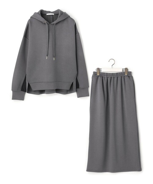 NICOLE white(ニコルホワイト)の「【セットアップアイテム】フードプルオーバー×タイトスカート(ワンピース・レディース・ライトグレー/ブラック/チャコールグレー・FREE)」の5枚目の写真