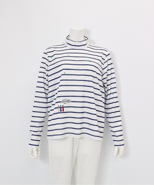 Picone CLUB（ピッコーネクラブ）の「UV速乾ボーダーカノコプルオーバー（Tシャツ/カットソー・レディース・ネイビー/オレンジ/ライトグレー/グリーン・13号/11号/9号）」の4枚目の写真