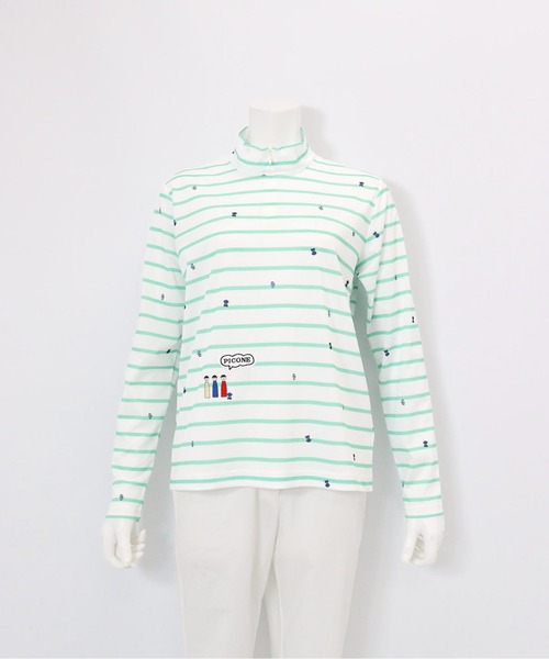Picone CLUB（ピッコーネクラブ）の「UV速乾ボーダーカノコプルオーバー（Tシャツ/カットソー・レディース・ネイビー/オレンジ/ライトグレー/グリーン・13号/11号/9号）」の7枚目の写真