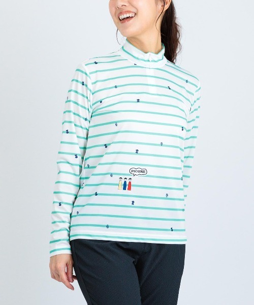 Picone CLUB（ピッコーネクラブ）の「UV速乾ボーダーカノコプルオーバー（Tシャツ/カットソー・レディース・ネイビー/オレンジ/ライトグレー/グリーン・13号/11号/9号）」の15枚目の写真