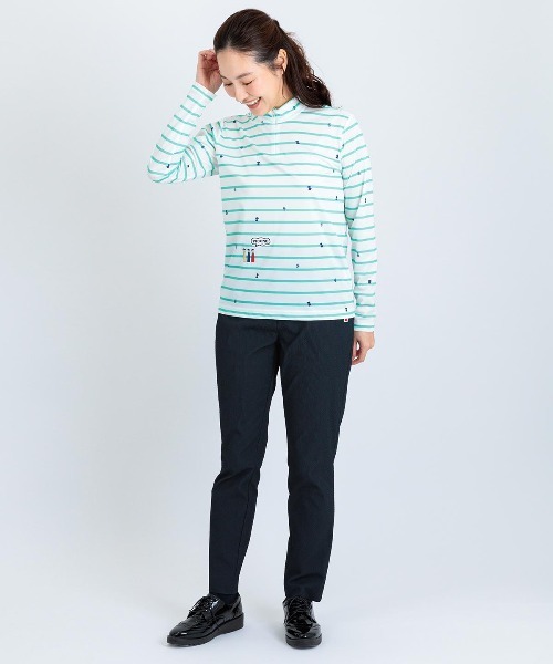 Picone CLUB（ピッコーネクラブ）の「UV速乾ボーダーカノコプルオーバー（Tシャツ/カットソー・レディース・ネイビー/オレンジ/ライトグレー/グリーン・13号/11号/9号）」の16枚目の写真
