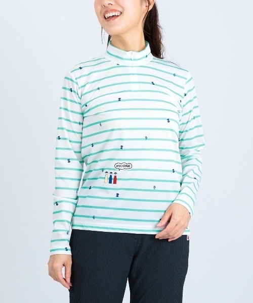 Picone CLUB（ピッコーネクラブ）の「UV速乾ボーダーカノコプルオーバー（Tシャツ/カットソー・レディース・ネイビー/オレンジ/ライトグレー/グリーン・13号/11号/9号）」の11枚目の写真