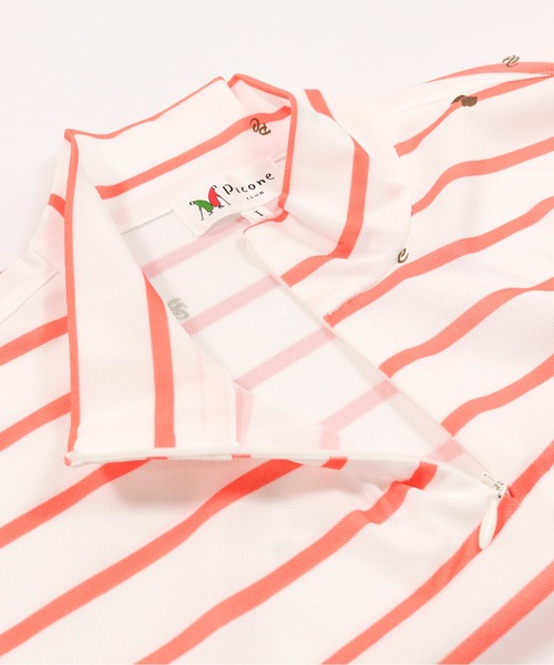 Picone CLUB（ピッコーネクラブ）の「UV速乾ボーダーカノコプルオーバー（Tシャツ/カットソー・レディース・ネイビー/オレンジ/ライトグレー/グリーン・13号/11号/9号）」の19枚目の写真