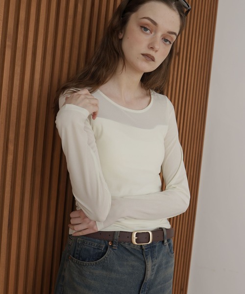 カップ付きシアーTシャツ（Tシャツ/カットソー）｜Mili affinity（ミリ