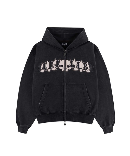 ジップフーディ｜Demon Skull Leather Patch Zip Hoodie｜SUPPLIER