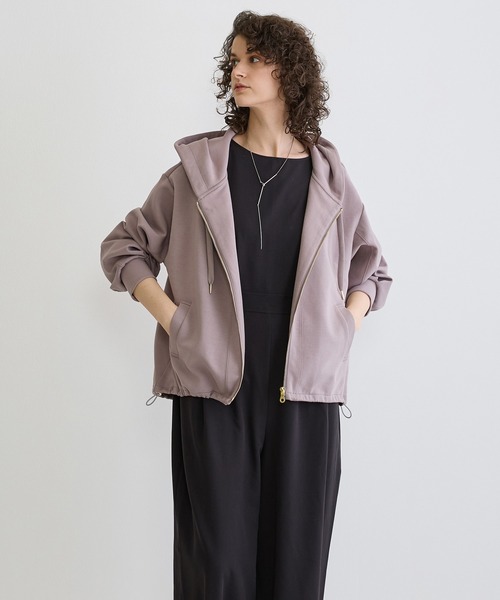 NICOLE white（ニコルホワイト）の「フードジップパーカー（パーカー・レディース・オフホワイト/ネイビー/ライトグレー・FREE）」の4枚目の写真