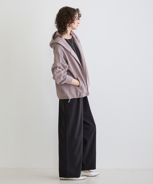 NICOLE white（ニコルホワイト）の「フードジップパーカー（パーカー・レディース・オフホワイト/ネイビー/ライトグレー・FREE）」の5枚目の写真