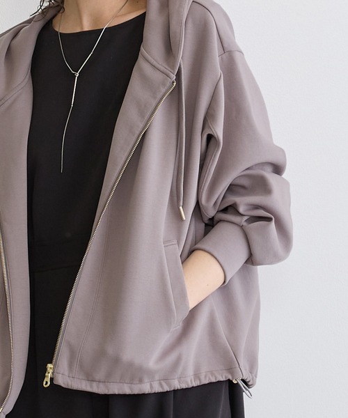 NICOLE white（ニコルホワイト）の「フードジップパーカー（パーカー・レディース・オフホワイト/ネイビー/ライトグレー・FREE）」の12枚目の写真