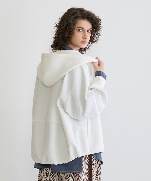 NICOLE white（ニコルホワイト）の「フードジップパーカー（パーカー・レディース・オフホワイト/ネイビー/ライトグレー・FREE）」の19枚目の写真