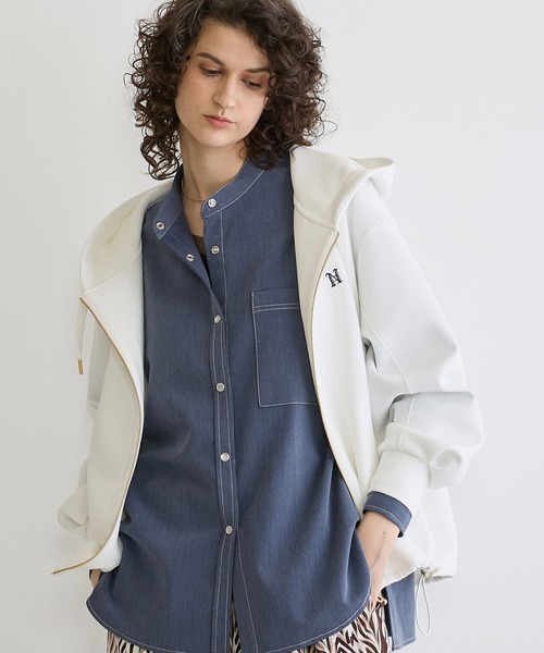 NICOLE white（ニコルホワイト）の「フードジップパーカー（パーカー・レディース・オフホワイト/ネイビー/ライトグレー・FREE）」の20枚目の写真