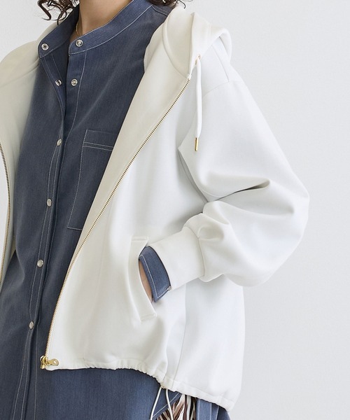 NICOLE white（ニコルホワイト）の「フードジップパーカー（パーカー・レディース・オフホワイト/ネイビー/ライトグレー・FREE）」の21枚目の写真