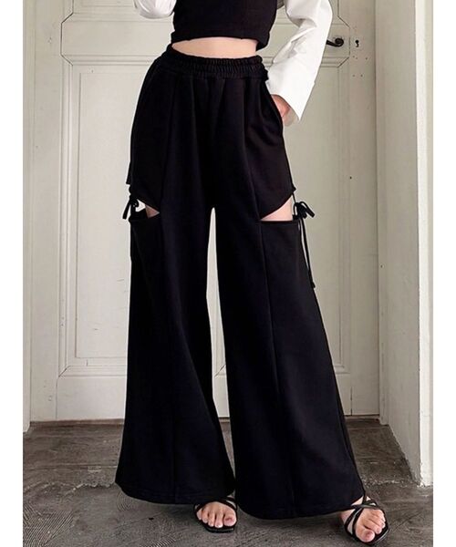 RESEXXY（リゼクシー）の「サイドリボンスウェットパンツ（その他パンツ・レディース・グレー/チャコールグレー/ブラック・FREE）」の2枚目の写真