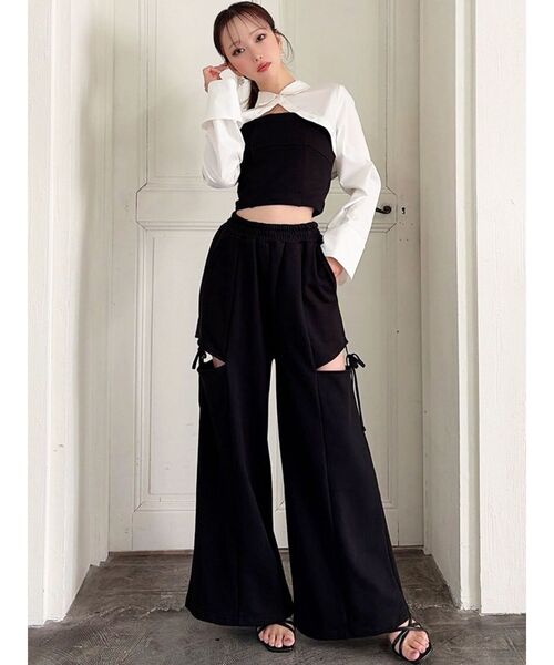 RESEXXY（リゼクシー）の「サイドリボンスウェットパンツ（その他パンツ・レディース・グレー/チャコールグレー/ブラック・FREE）」の4枚目の写真