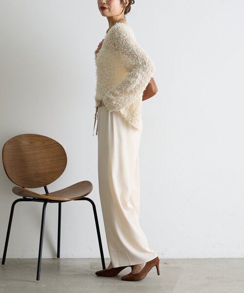 Jena espace merveilleux(ジェナ エスパスメルヴェイユ)の「【上品な落ち感】サテン切替トロミパンツ(その他パンツ・レディース・ブラック/アイボリー/グレー・FREE)」の5枚目の写真