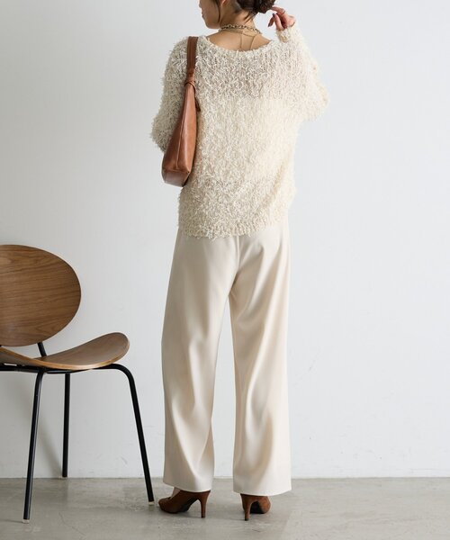 Jena espace merveilleux(ジェナ エスパスメルヴェイユ)の「【上品な落ち感】サテン切替トロミパンツ(その他パンツ・レディース・ブラック/アイボリー/グレー・FREE)」の6枚目の写真