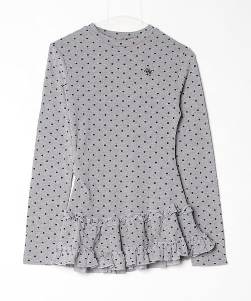 JilLA(ジルア)の「Retro Tiered Dot Long T-Shirt / レトロティアードドットロングTシャツ(Tシャツ/カットソー・レディース・アイボリー/グレー・FREE)」の1枚目の写真