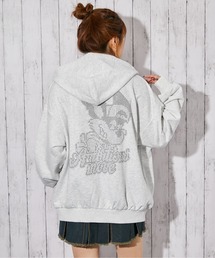 《ラビットモチーフ×バックデザイン》裏毛ZIPパーカー/秋冬春/全3色