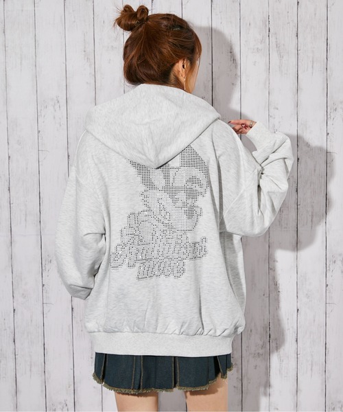 GORGE(ゴージ)の「《ラビットモチーフ×バックデザイン》裏毛ZIPパーカー/秋冬春/全3色(パーカー・レディース・ピンク/オートミール/チャコール・F)」の1枚目の写真