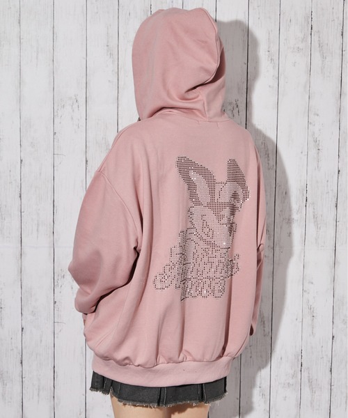 GORGE(ゴージ)の「《ラビットモチーフ×バックデザイン》裏毛ZIPパーカー/秋冬春/全3色(パーカー・レディース・ピンク/オートミール/チャコール・F)」の3枚目の写真