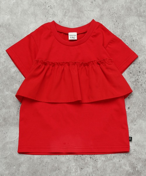 SUNDAYS SUN(サンデイズ サン)の「【綿混】切り替えフリルT(Tシャツ/カットソー・キッズ・レッド/ブラック/アイボリー・130/120/110/100)」の3枚目の写真