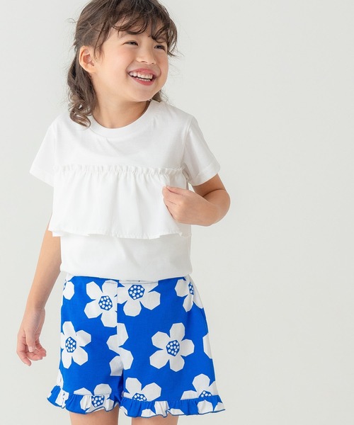SUNDAYS SUN(サンデイズ サン)の「【綿混】切り替えフリルT(Tシャツ/カットソー・キッズ・レッド/ブラック/アイボリー・130/120/110/100)」の1枚目の写真
