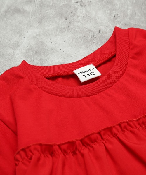 SUNDAYS SUN(サンデイズ サン)の「【綿混】切り替えフリルT(Tシャツ/カットソー・キッズ・レッド/ブラック/アイボリー・130/120/110/100)」の6枚目の写真