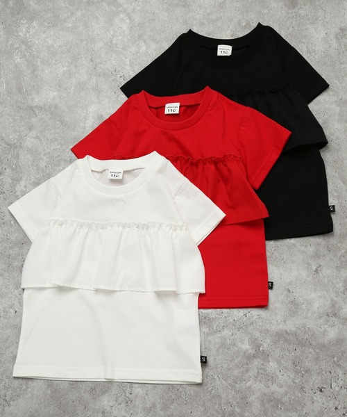 SUNDAYS SUN(サンデイズ サン)の「【綿混】切り替えフリルT(Tシャツ/カットソー・キッズ・レッド/ブラック/アイボリー・130/120/110/100)」の4枚目の写真