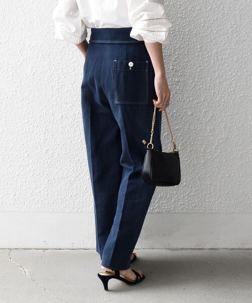 SHIPS any（シップス エニィ）の「SHIPS any:〈洗濯機可能〉カルゼ ターンバック ハイウエスト テーパード パンツ（その他パンツ・レディース・オフホワイト/ネイビー・36/38）」の17枚目の写真