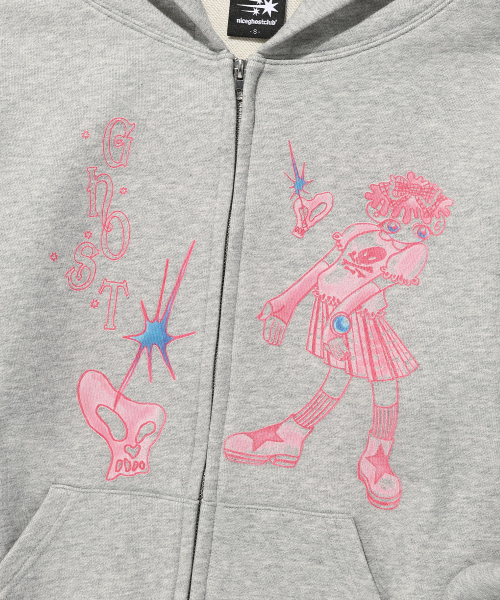 NICE GHOST CLUB（ナイスゴーストクラブ）の「STAR SHOES GIRL HOODIE ZIP UP_LIGHT GREY(NG2GSUM481A)（パーカー・レディース・ライトグレー・SMALL/MEDIUM/LARGE）」の4枚目の写真