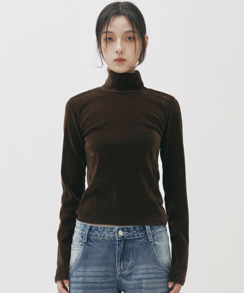 VELVET POLA SLIM TOP_BROWN
