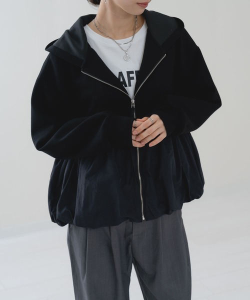 ANNA LUNA（アンナルナ）の「【ANNA LUNA】 ラフ なのにちゃんと 可愛い バルーンパーカー（パーカー・レディース・ブラック/グレー/オフホワイト・MEDIUM）」の2枚目の写真
