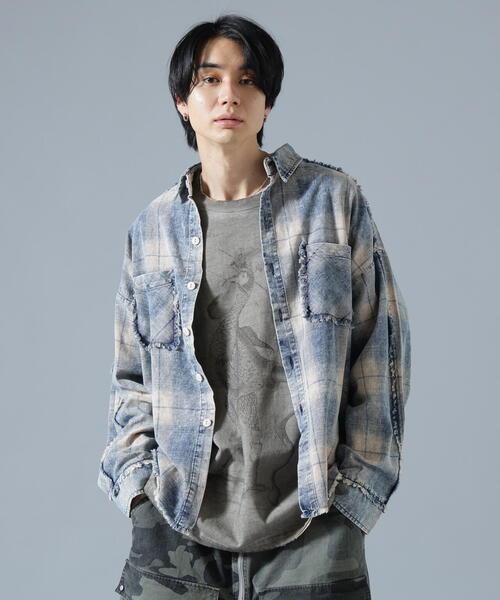 DANKE SCHON(ダンケシェーン)の「DankeSchon/ダンケシェーン/WASH CHECK SHIRTS(シャツ/ブラウス・メンズ・ブラック/ブルー・L/M)」の2枚目の写真