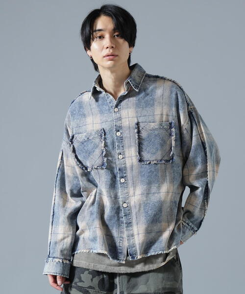 DANKE SCHON(ダンケシェーン)の「DankeSchon/ダンケシェーン/WASH CHECK SHIRTS(シャツ/ブラウス・メンズ・ブラック/ブルー・L/M)」の4枚目の写真