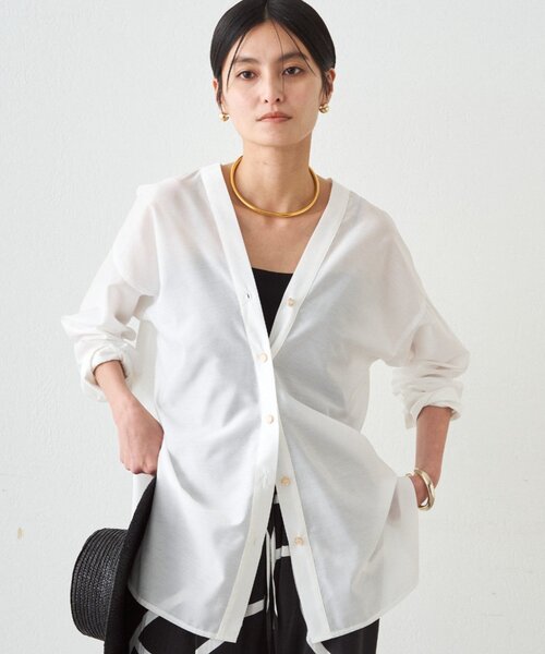 LOUNGEDRESS（ラウンジドレス）の「バイヤスロングブラウス（シャツ/ブラウス・レディース・オフホワイト/ブルー/ベージュ/ネイビー・FREE）」の21枚目の写真