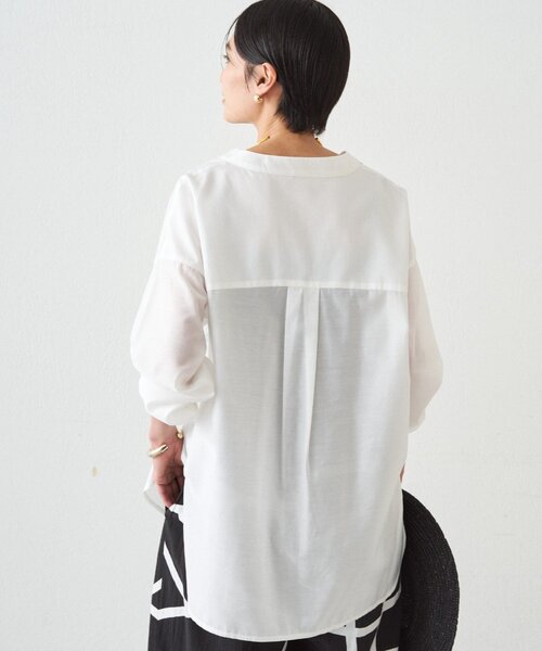LOUNGEDRESS(ラウンジドレス)の「バイヤスロングブラウス(シャツ/ブラウス・レディース・オフホワイト/ブルー/ベージュ/ネイビー・FREE)」の12枚目の写真