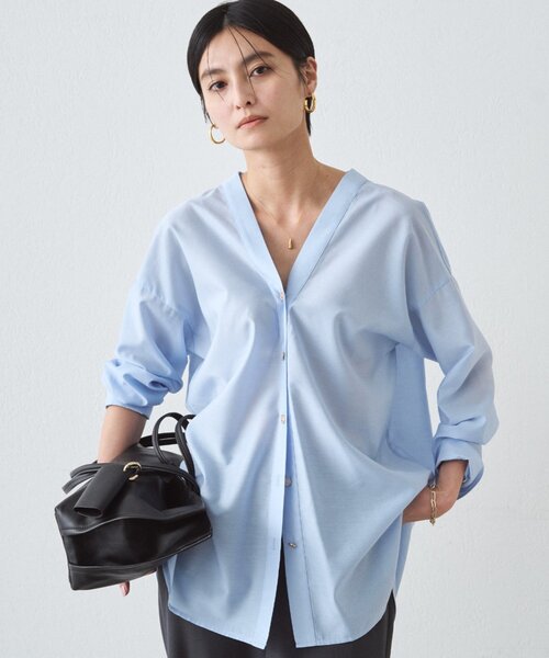 LOUNGEDRESS（ラウンジドレス）の「バイヤスロングブラウス（シャツ/ブラウス・レディース・オフホワイト/ブルー/ベージュ/ネイビー・FREE）」の16枚目の写真