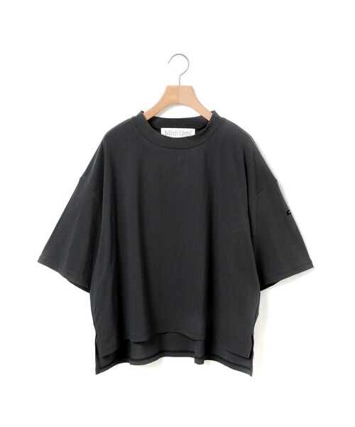 MidiUmi(ミディウミ)の「MidiUmi モックネックワイドプルオーバー(Tシャツ/カットソー・レディース・ブラック/ピンク/グリーン/チャコールグレー/オフホワイト/ブラウン・FREE)」の1枚目の写真