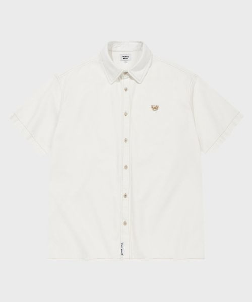 Wacky WiLLy（ワッキーウィリー）の「DENIM WASHED SHORT-SLEEVED SHIRT（Tシャツ/カットソー・メンズ・ホワイト/インディゴブルー・LARGE/MEDIUM/SMALL）」の3枚目の写真